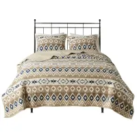 Olliix by Woolrich Montana Tan King/California King Printed Cotton Oversized Quilt Mini Set