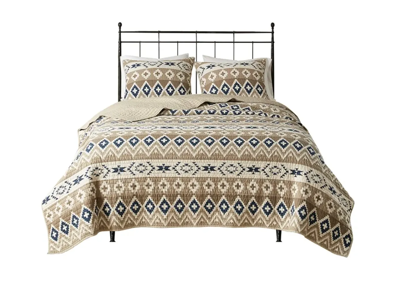 Olliix by Woolrich Montana Tan King/California King Printed Cotton Oversized Quilt Mini Set