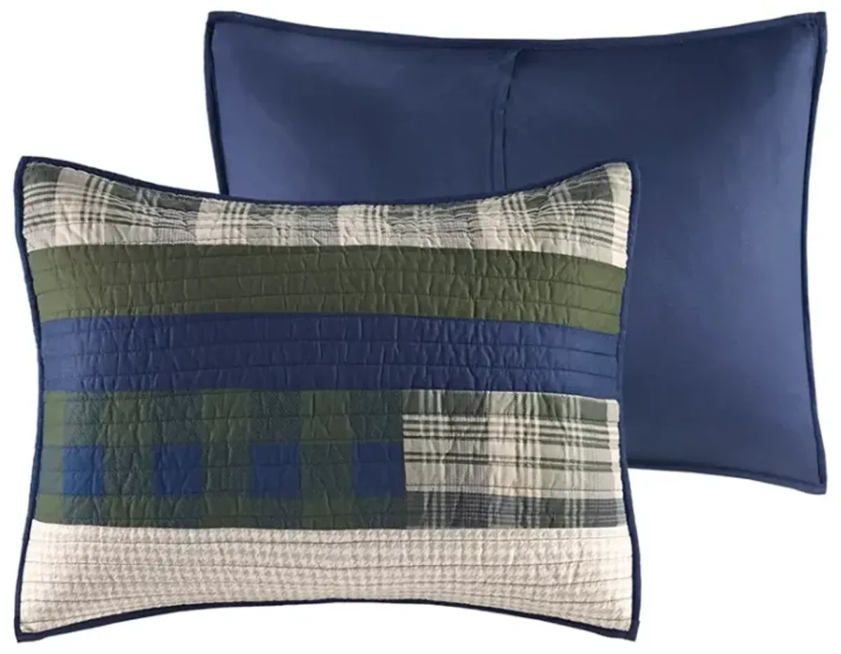 Olliix by Woolrich Spruce Hill Green Full/Queen Oversized Cotton Quilt Mini Set