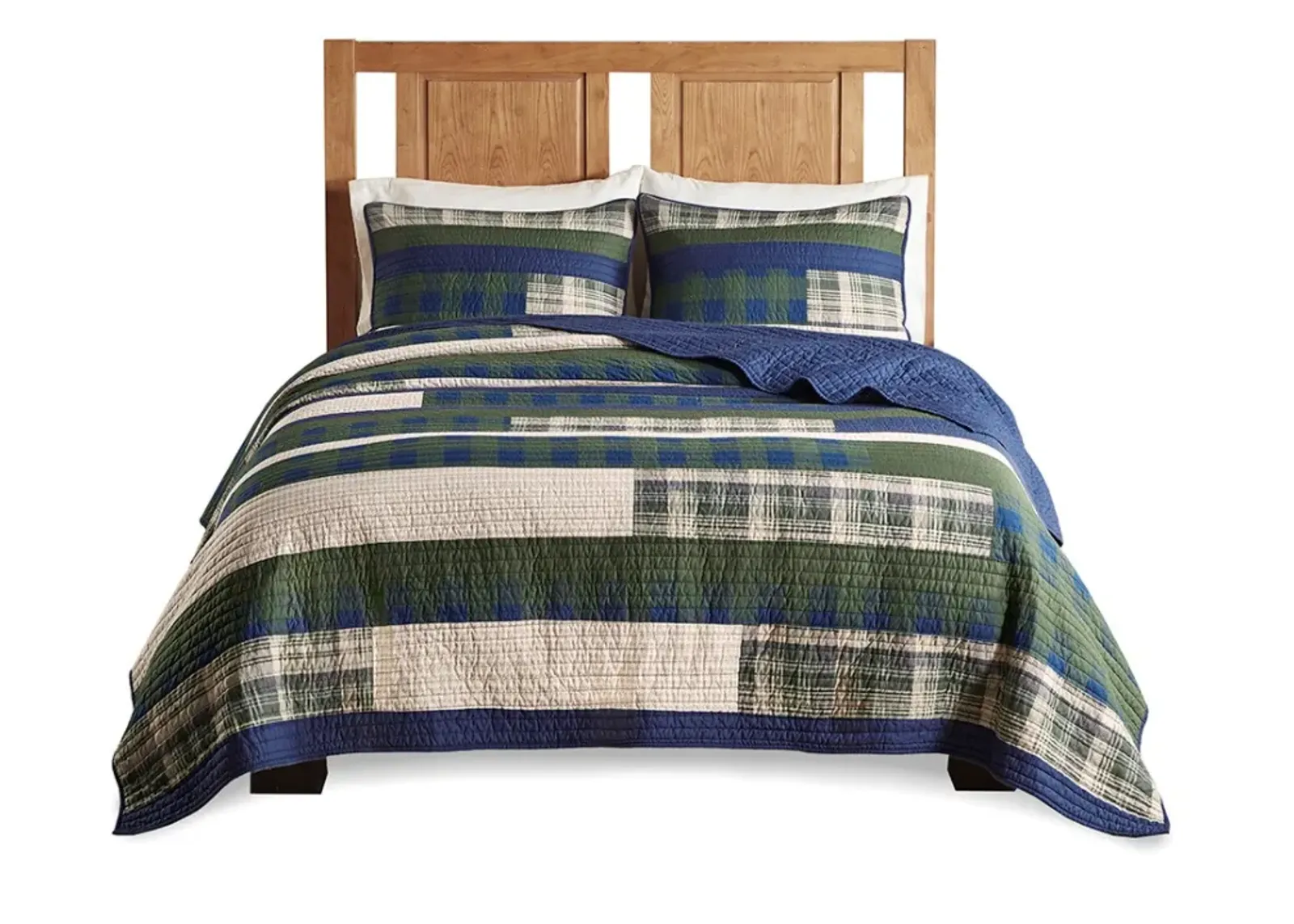 Olliix by Woolrich Spruce Hill Green Full/Queen Oversized Cotton Quilt Mini Set