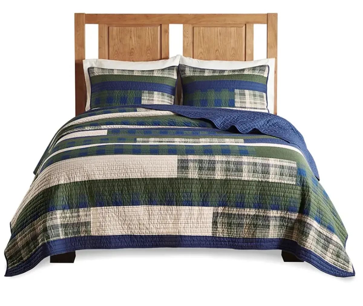 Olliix by Woolrich Spruce Hill Green Full/Queen Oversized Cotton Quilt Mini Set