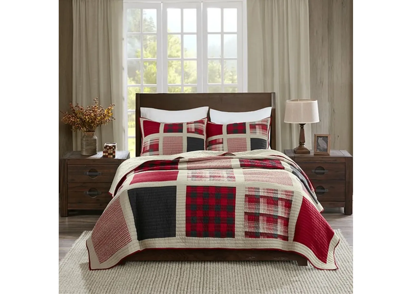 Olliix by Woolrich Red Full/Queen Huntington Quilt Mini Set