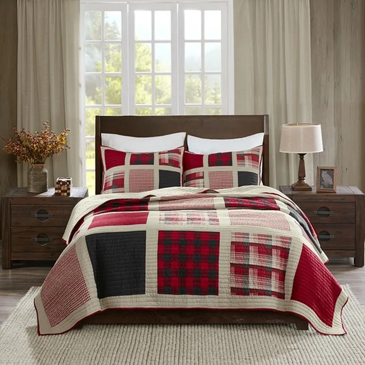 Olliix by Woolrich Red Full/Queen Huntington Quilt Mini Set