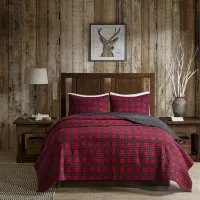 Olliix by Woolrich Red Full/Queen Check Oversized Quilt Mini Set