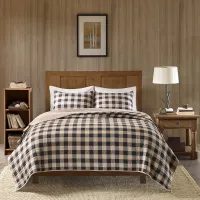 Olliix by Woolrich Tan King/California King Check Oversized Quilt Mini Set