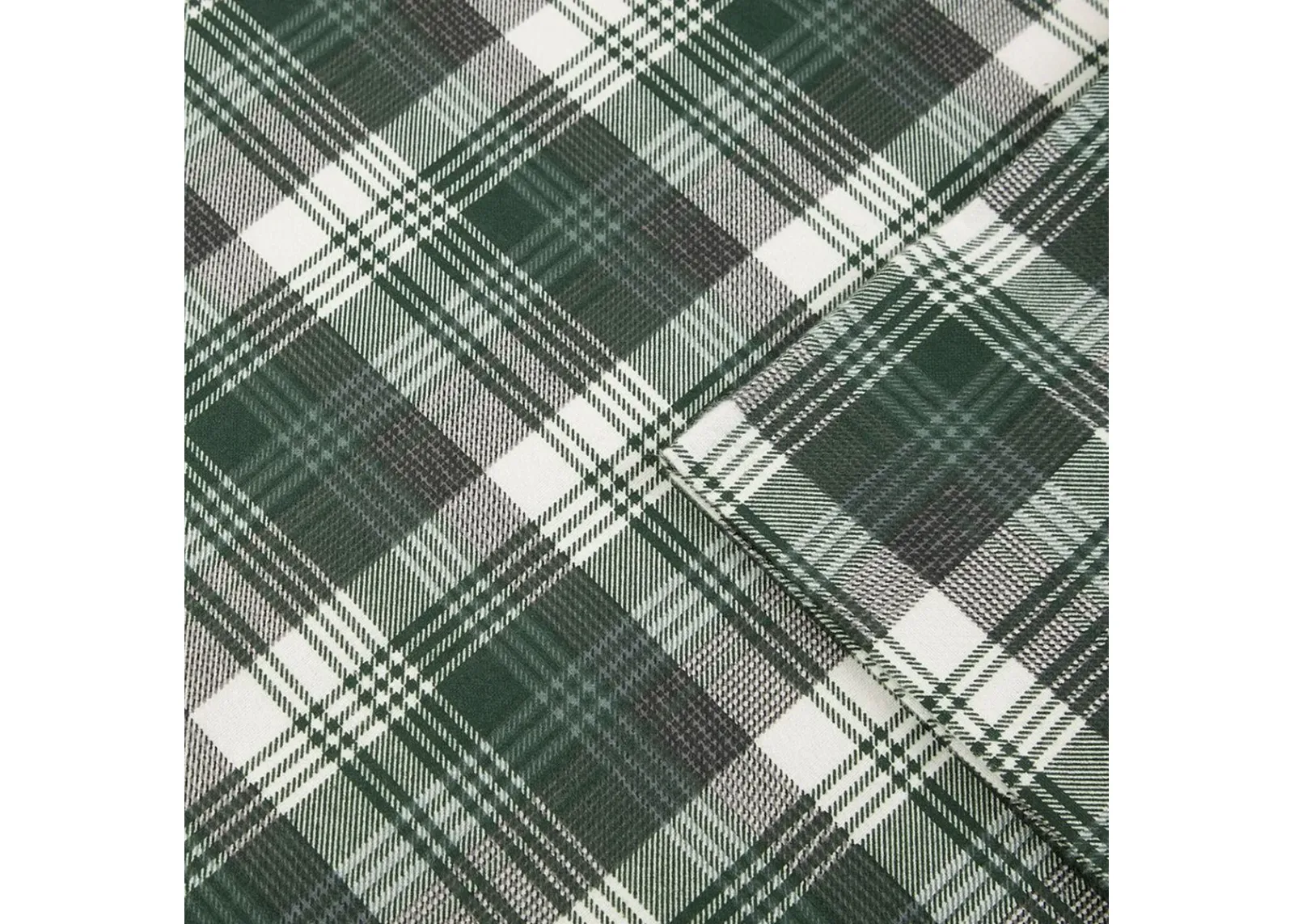 Olliix by Woolrich Green Plaid Queen Flannel Cotton Sheet Set