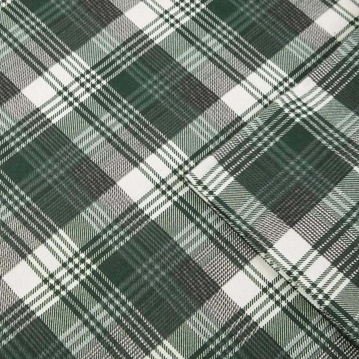 Olliix by Woolrich Green Plaid Queen Flannel Cotton Sheet Set