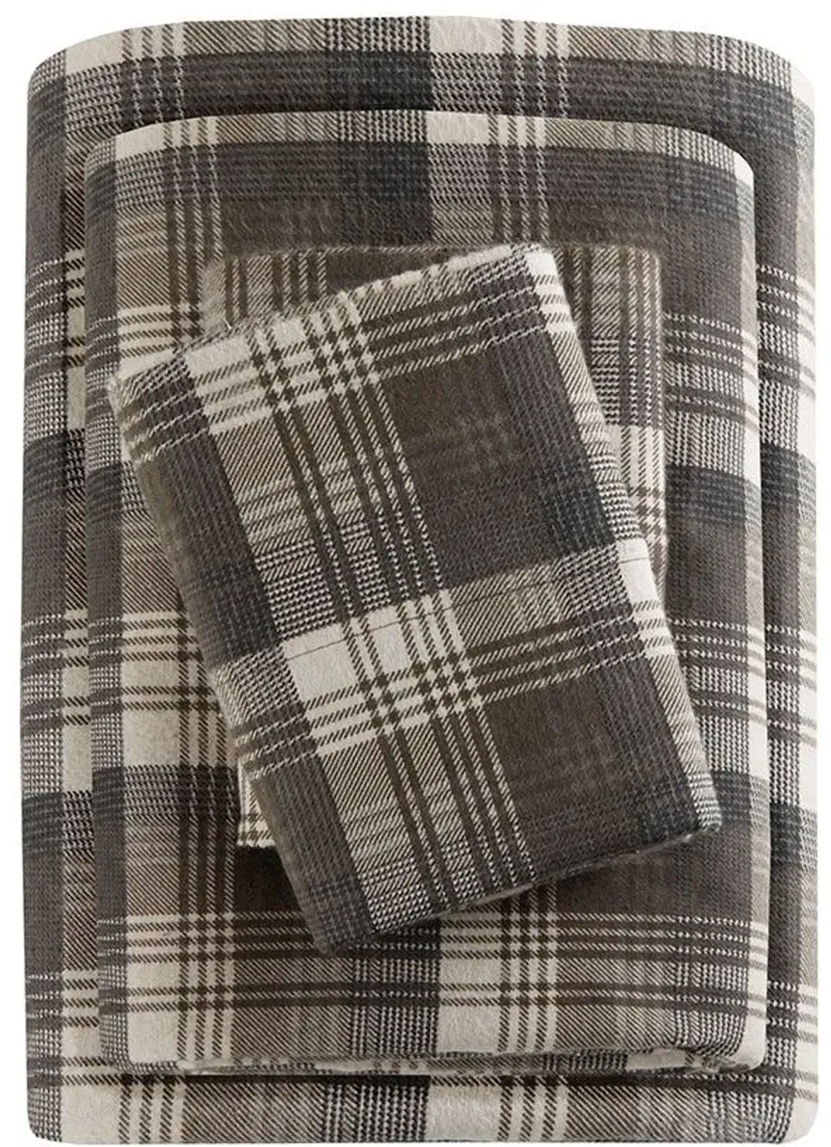 Olliix by Woolrich Brown Plaid Queen Flannel Cotton Sheet Set