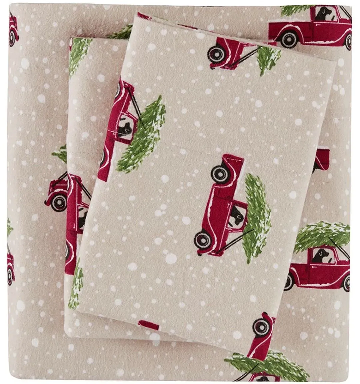 Olliix by Woolrich Tan Cars Queen Flannel Cotton Sheet Set
