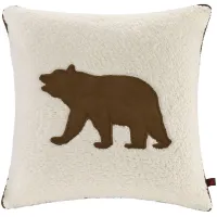 Olliix by Woolrich White Bear Square Berber Pillow