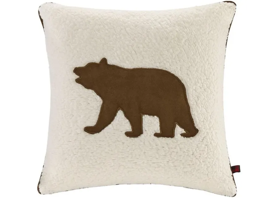 Olliix by Woolrich White Bear Square Berber Pillow