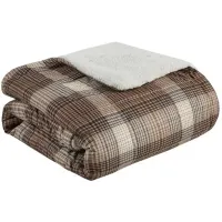 Olliix by Woolrich Lumberjack Brown 50x70" Polyester Cozy Spun and Berber Printed Throw