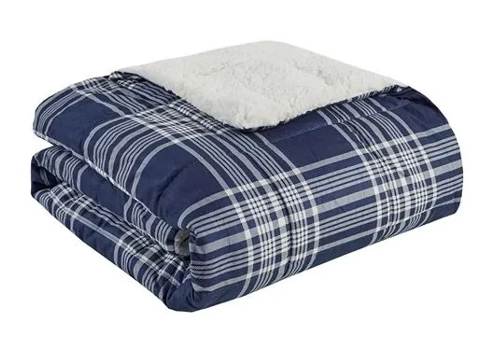 Olliix by Woolrich Leeds Navy Softspun Down Alternative Oversized Throw