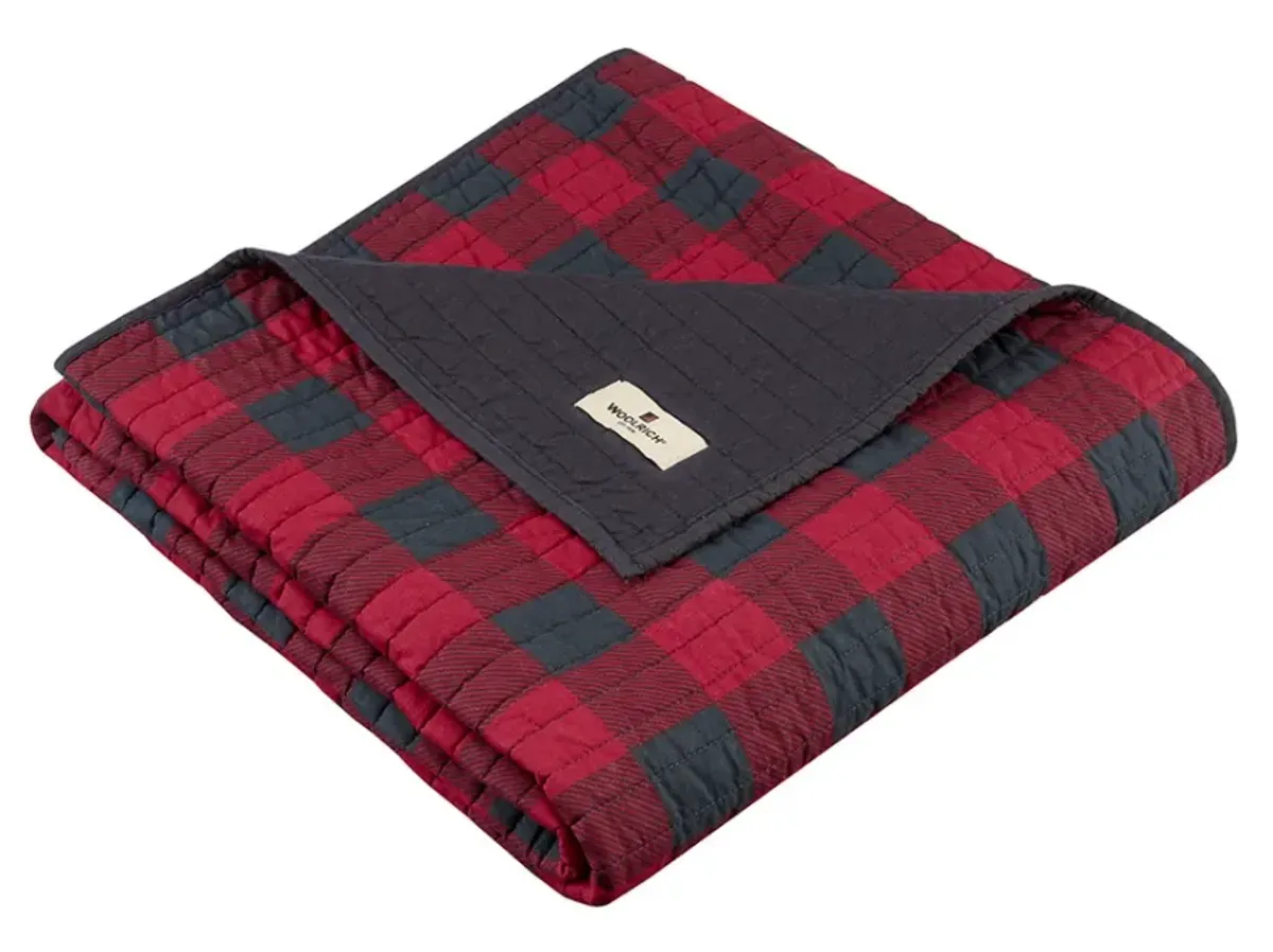 Olliix by Woolrich Check Red Quilted Throw