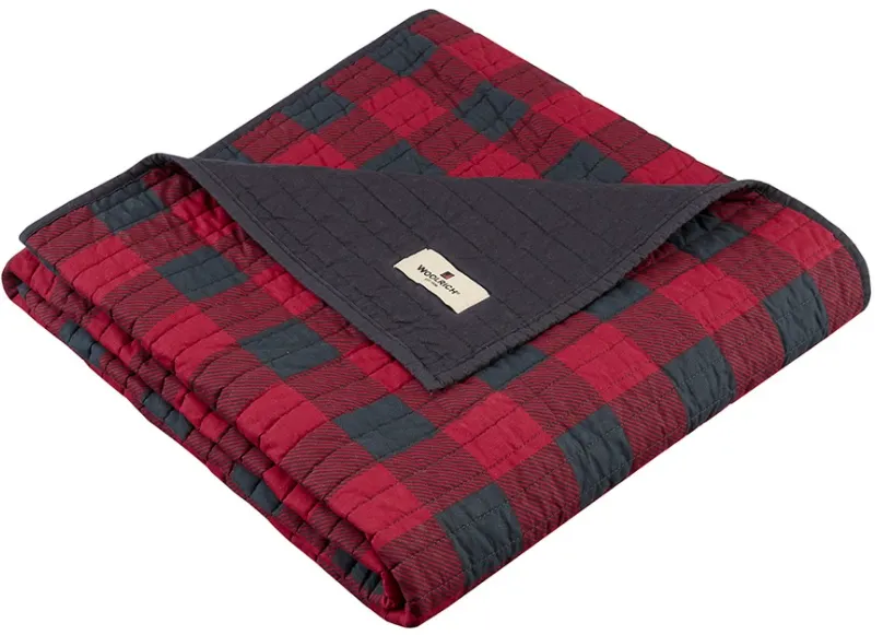 Olliix by Woolrich Check Red Quilted Throw