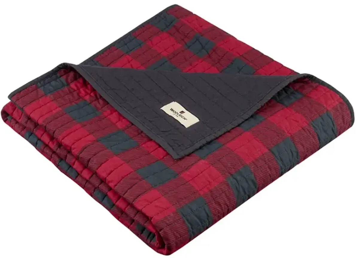 Olliix by Woolrich Check Red Quilted Throw