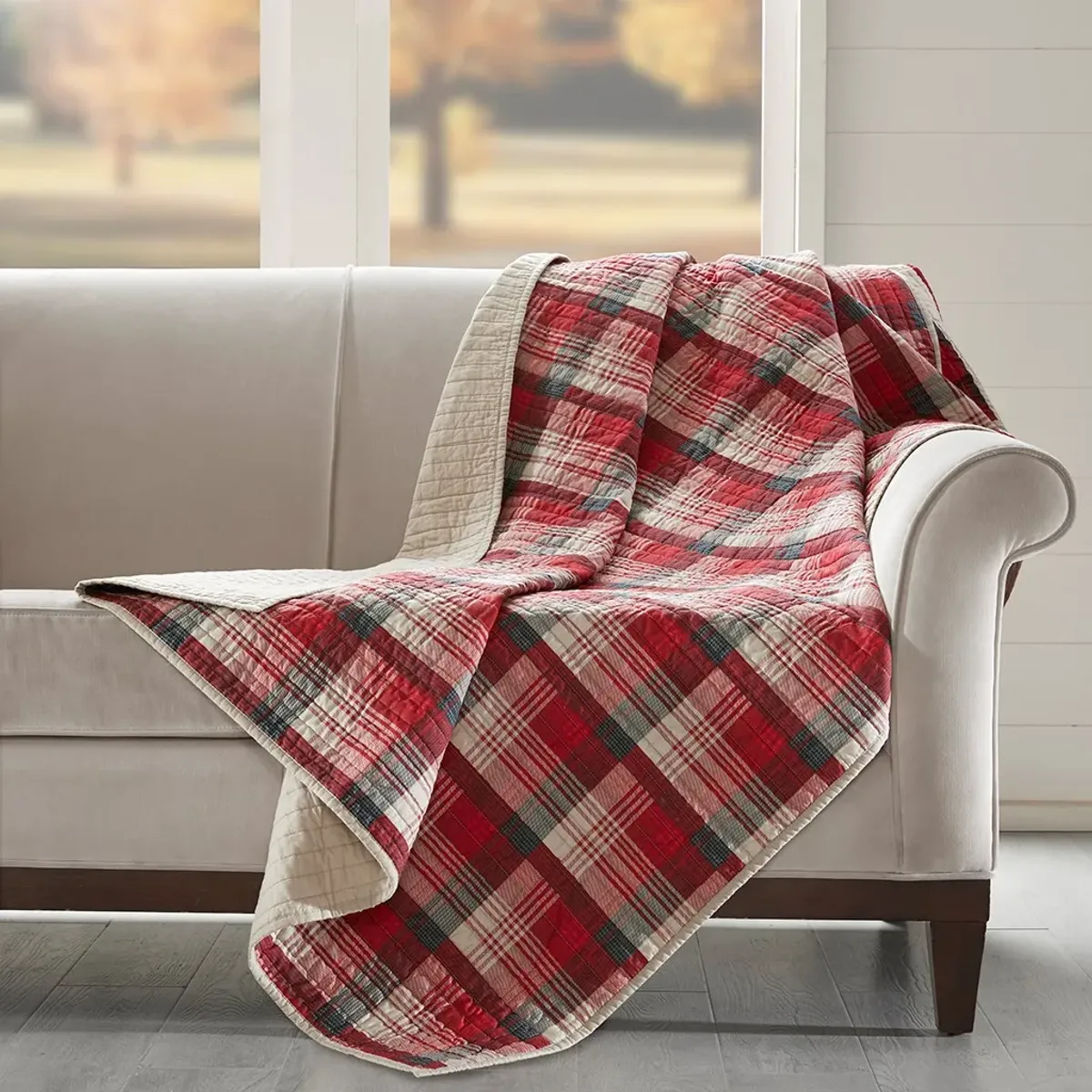 Olliix by Woolrich Red Tasha Quilted Throw Blanket