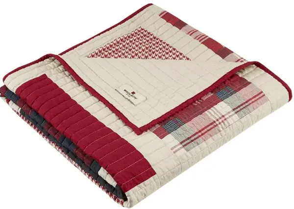 Olliix by Woolrich Red Huntington Oversized Cotton Quilted Throw