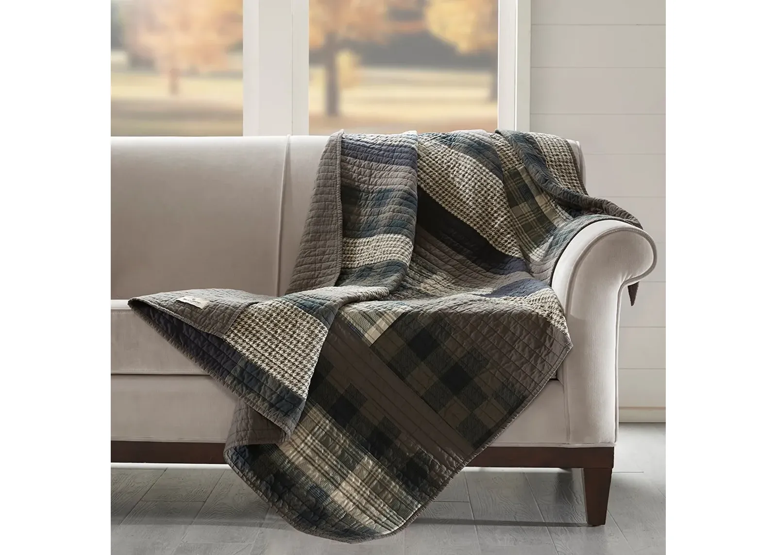 Olliix by Woolrich Taupe Winter Plains Quilted Throw Blanket