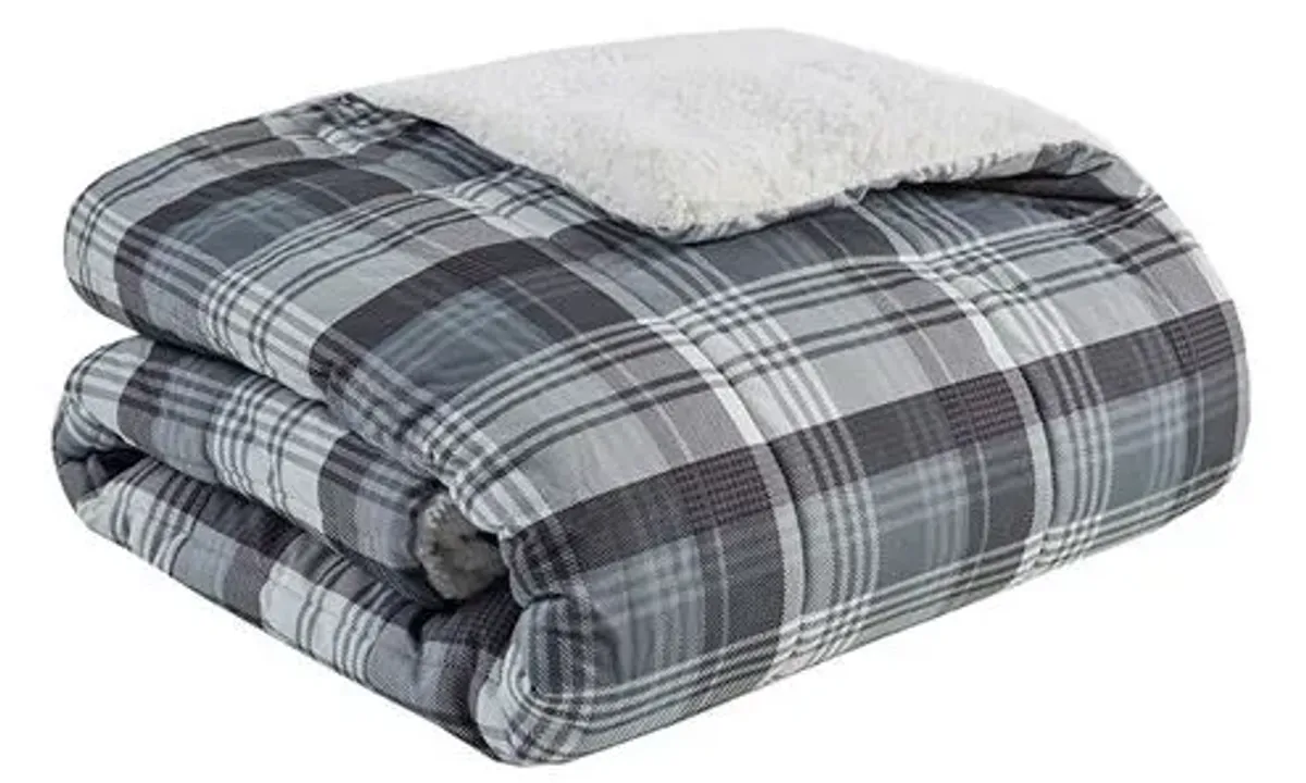 Olliix by Woolrich Tasha Grey Oversized Softspun Down Alternative Throw