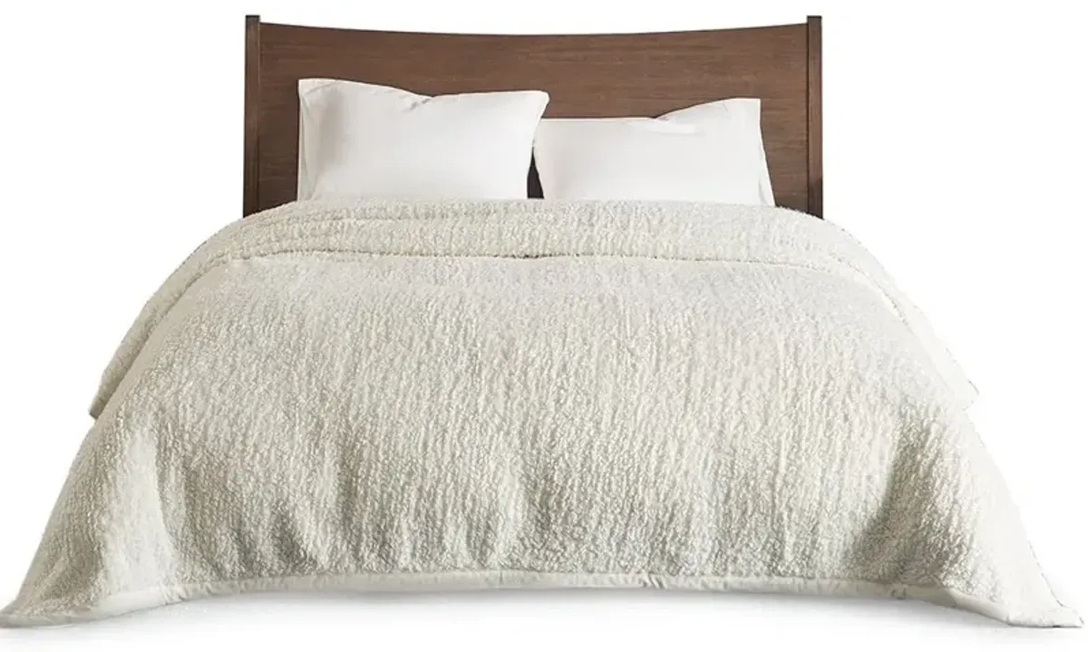 Olliix by Woolrich Twin Ivory Burlington Berber Blanket