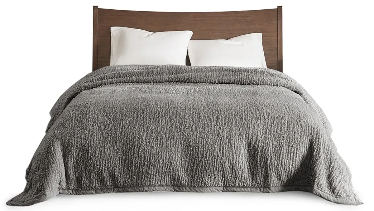 Olliix by Woolrich Twin Grey Burlington Berber Blanket