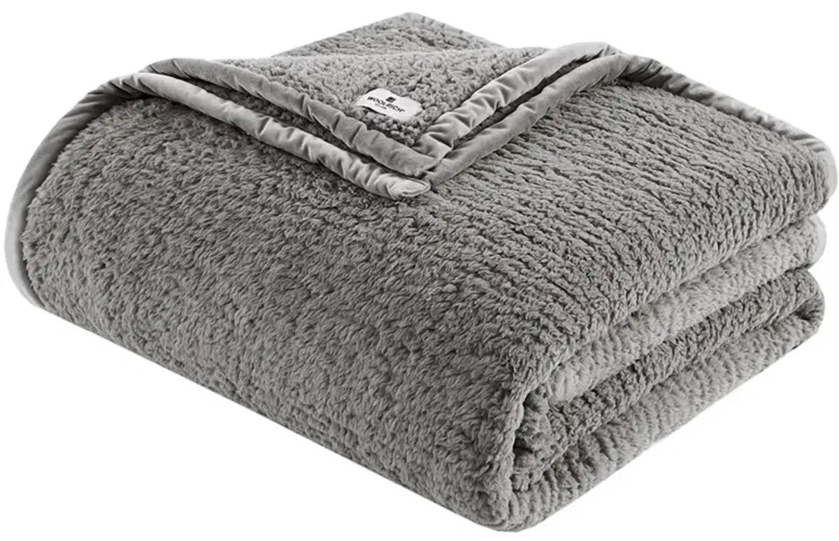 Olliix by Woolrich Twin Grey Burlington Berber Blanket