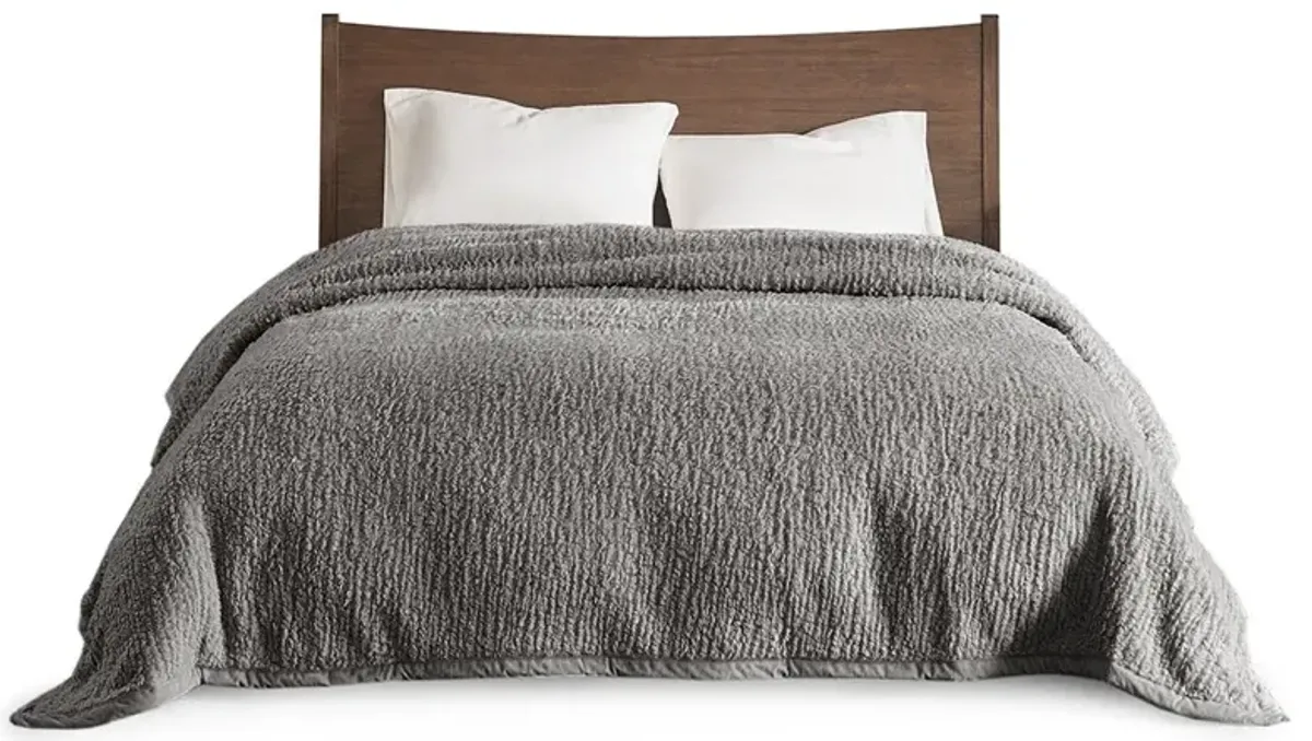 Olliix by Woolrich Full/Queen Grey Burlington Berber Blanket