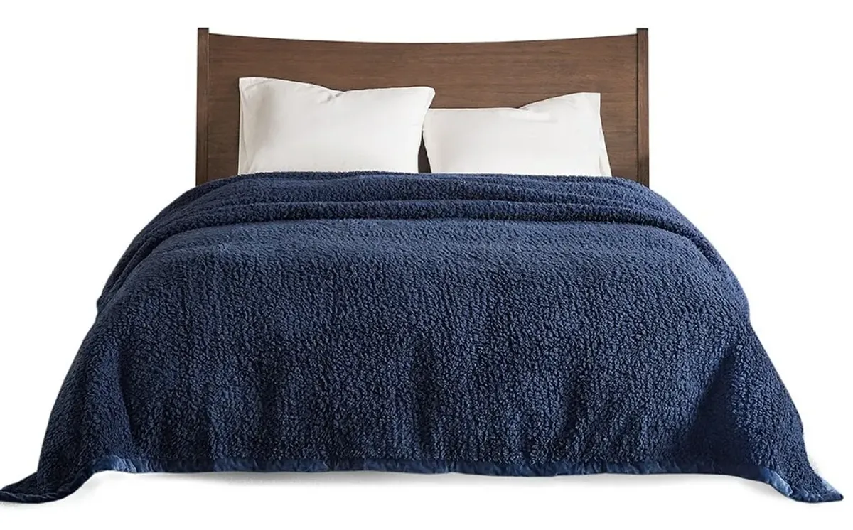 Olliix by Woolrich Twin Navy Burlington Berber Blanket