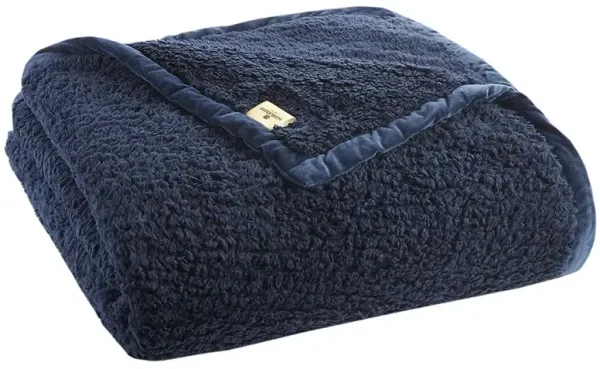 Olliix by Woolrich King Navy Burlington Berber Blanket