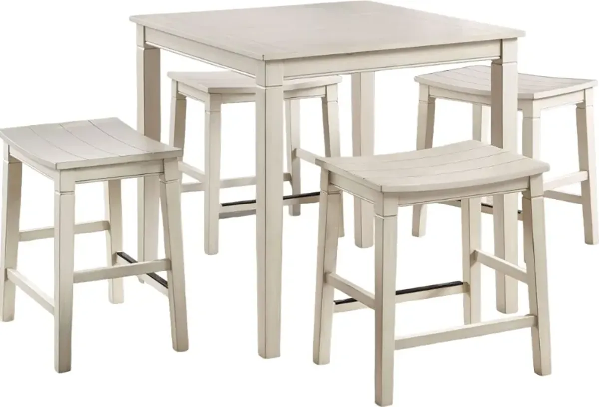 Steve Silver Co. Westlake 5-Piece White Counter Height Dining Set