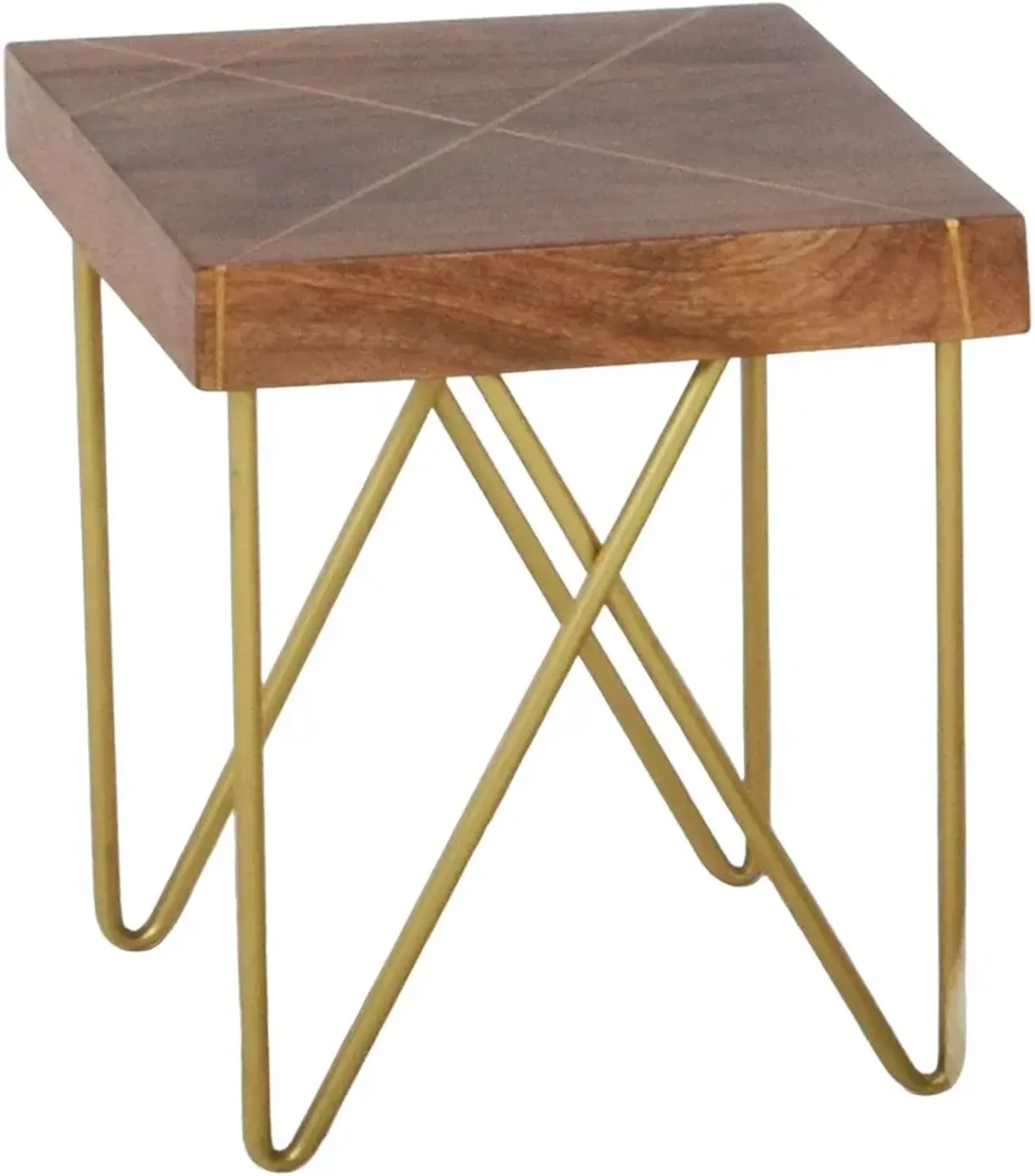 Steve Silver Co. Walter Warm Pine End Table with Brass Base