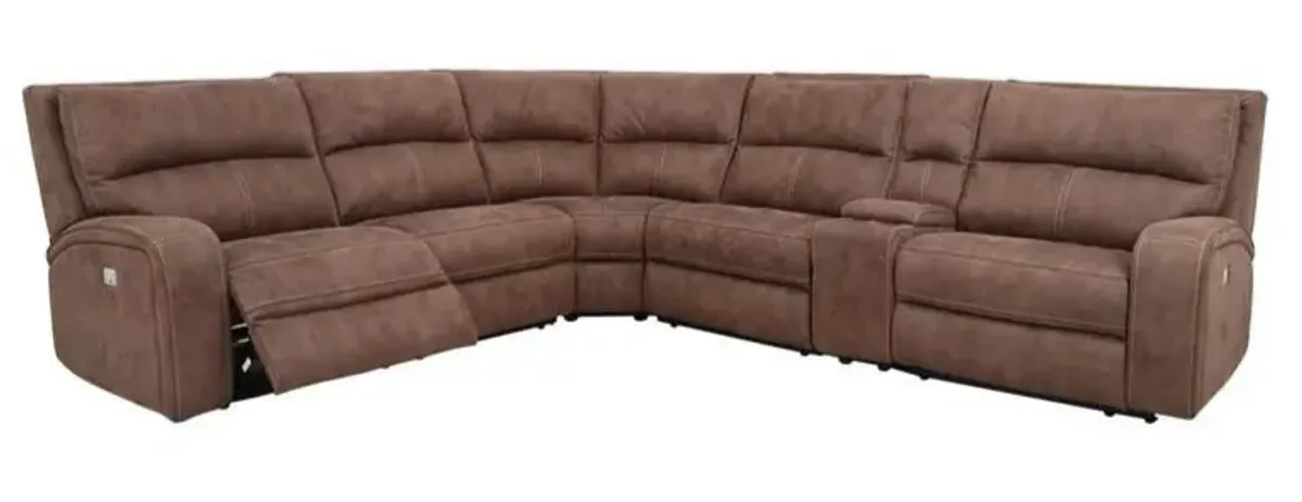 Cheers by Man Wah Brown Power Reclining Sectional with Power Headrest