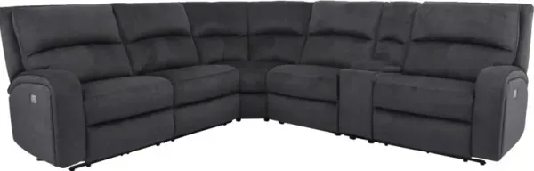Cheers by Man Wah Gray Power Reclining Sectional with Power Headrest