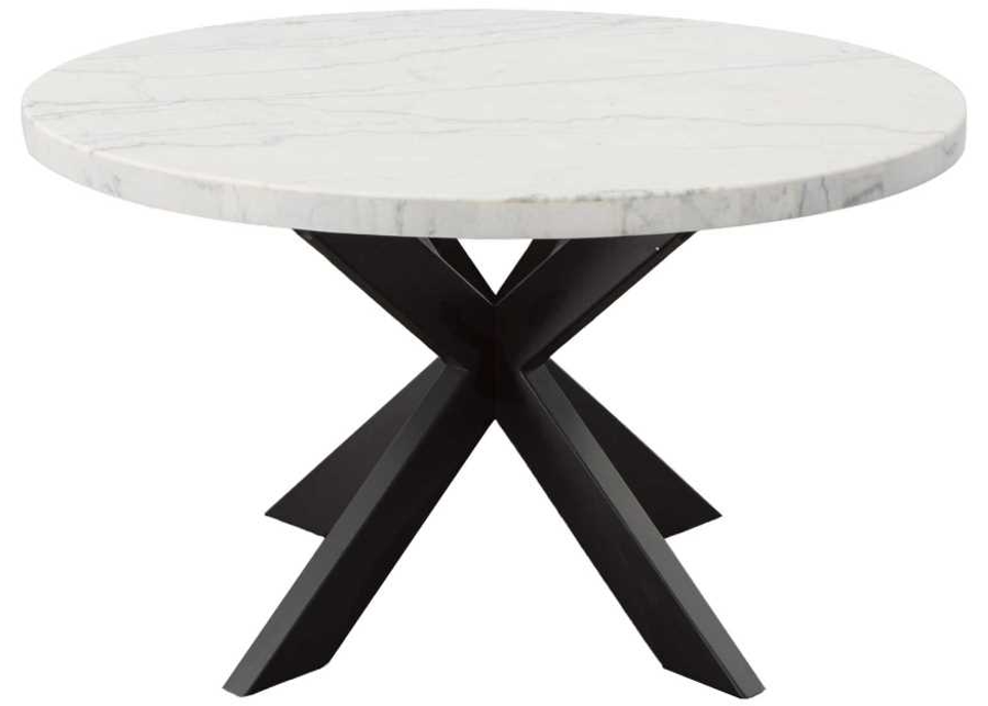 Steve Silver Co. Xena White Marble Top 52" Round Dining Table with Ebony Base