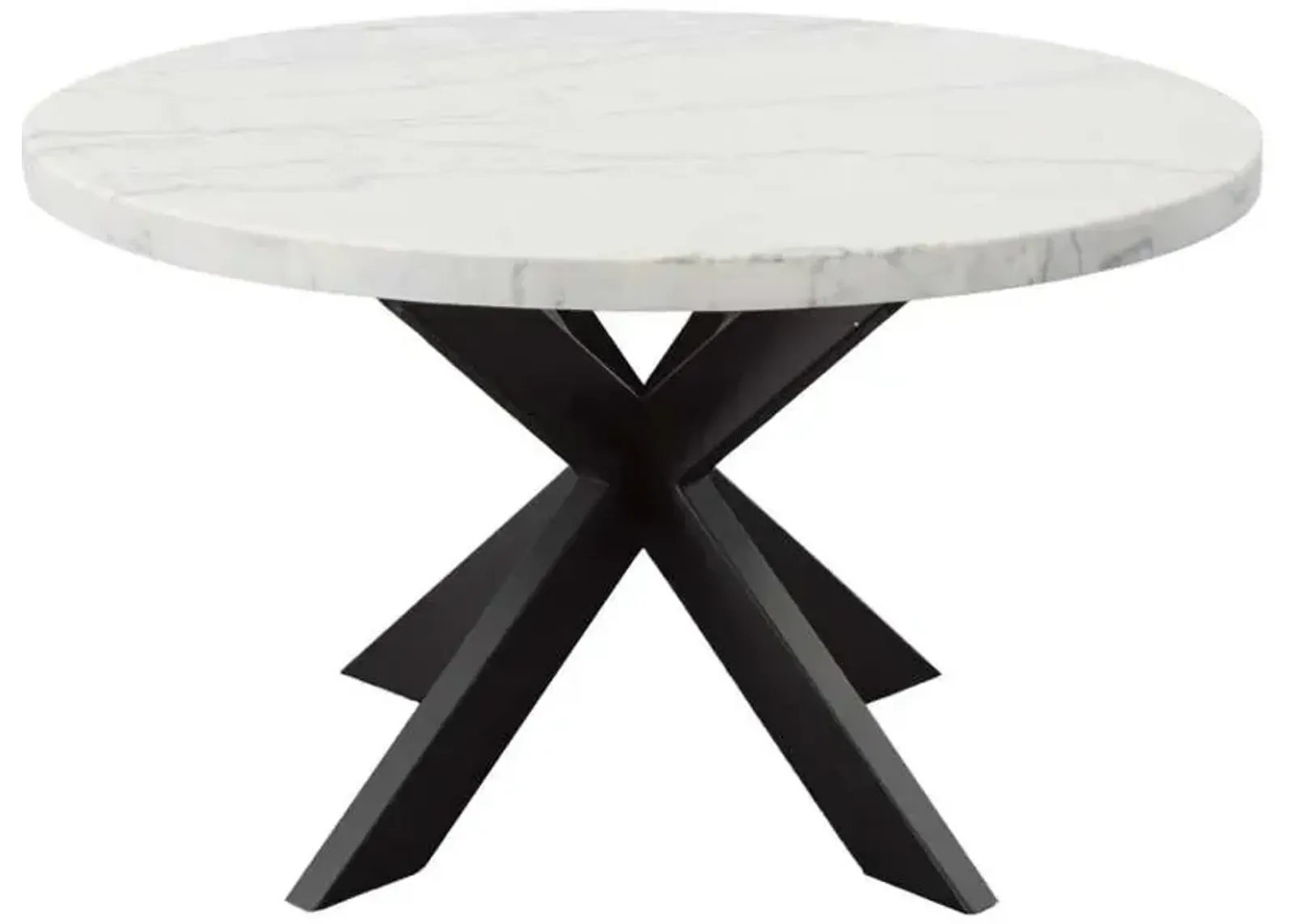 Steve Silver Co. Xena White Marble Top 52" Round Dining Table with Ebony Base