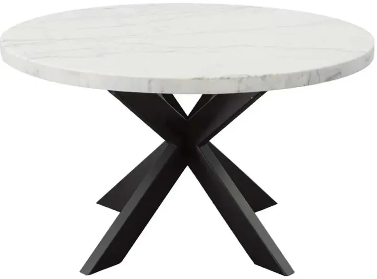 Steve Silver Co. Xena White Marble Top 52" Round Dining Table with Ebony Base