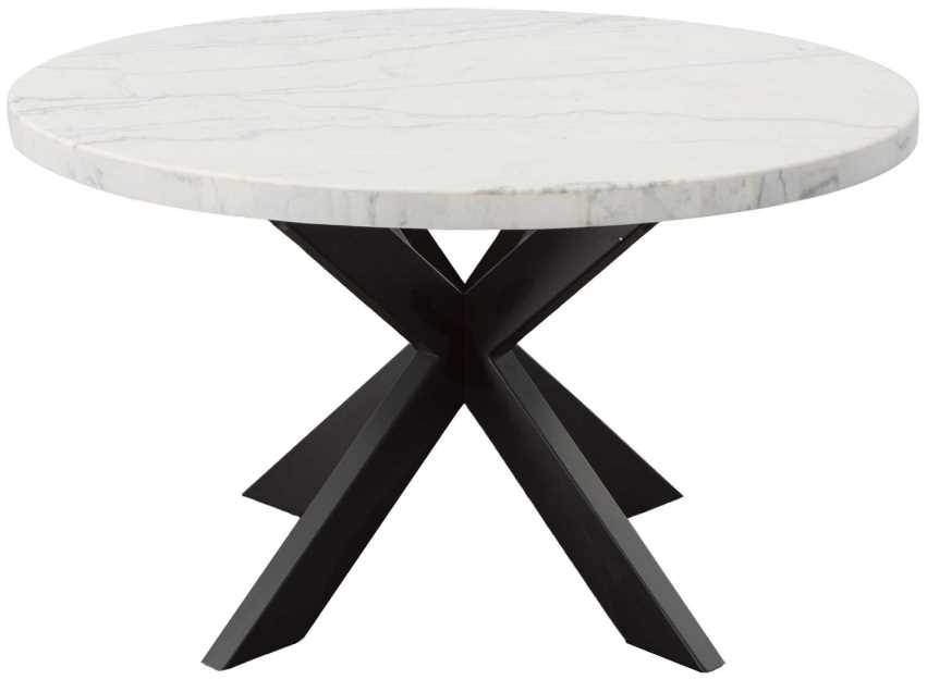 Steve Silver Co. Xena White Marble Top 52" Round Dining Table with Ebony Base