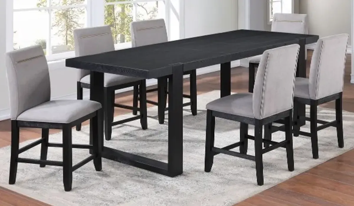 Steve Silver Co. Yves 7-Piece Charcoal/Grey Counter Height Dining Set