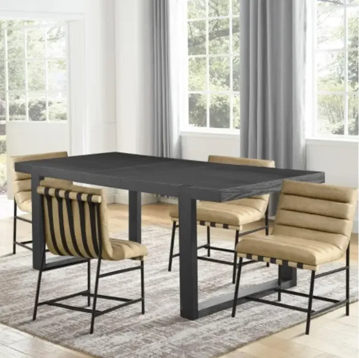 Steve Silver Co. Nives 5-Piece Black/Sand Dining Table Set