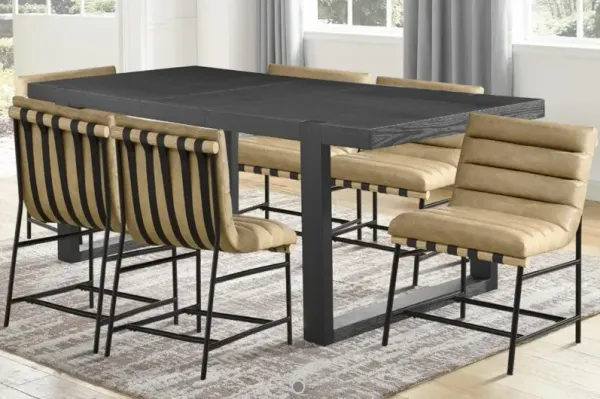 Steve Silver Co. Nives 7-Piece Black/Sand Dining Table Set