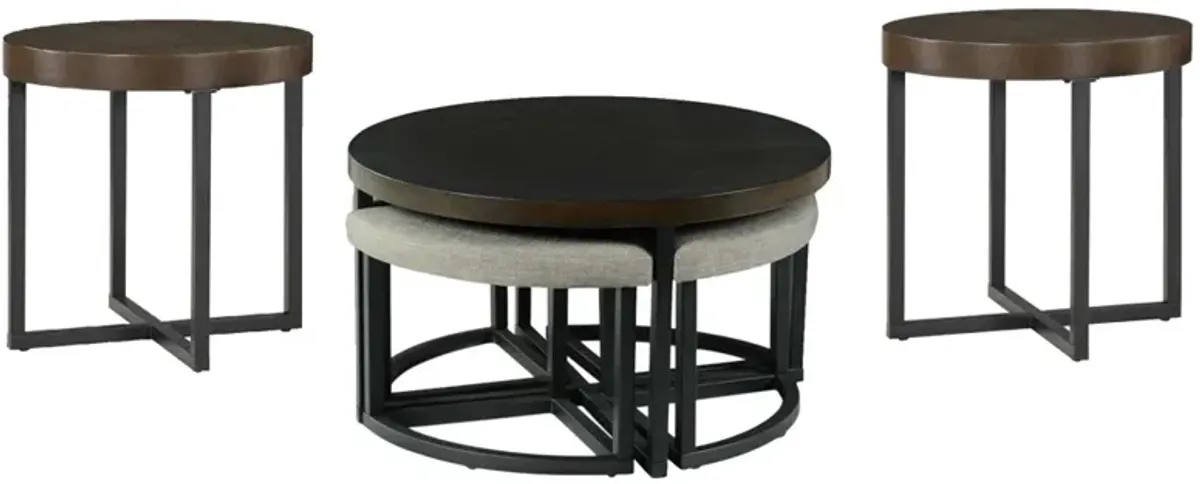 Steve Silver Co. Yukon 3-Piece Walnut Occasional Table Set with Ebony Base