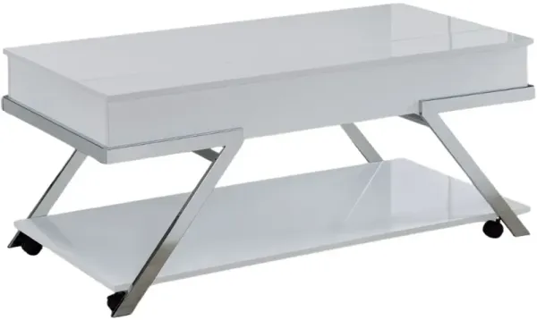 Steve Silver Co. Zena White Lift Top Cocktail Table with Casters