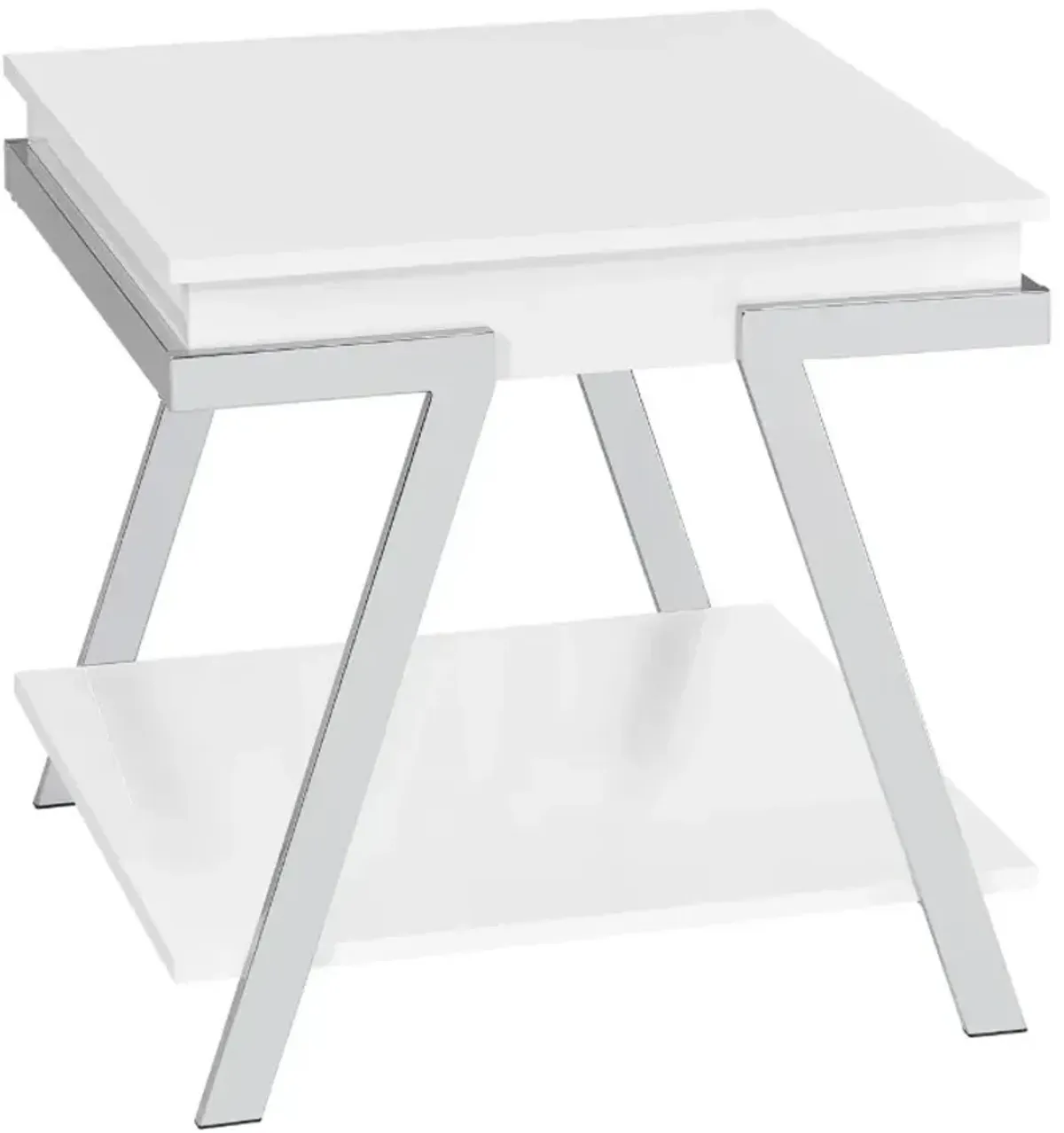 Steve Silver Co. Zena White End Table with Chrome Base