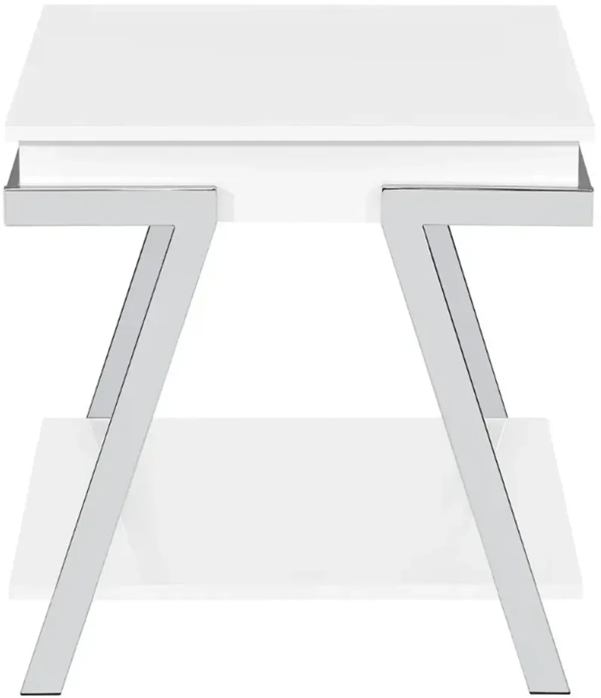 Steve Silver Co. Zena White End Table with Chrome Base