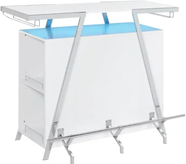 Steve Silver Co. Zena White Bar with Chrome Base