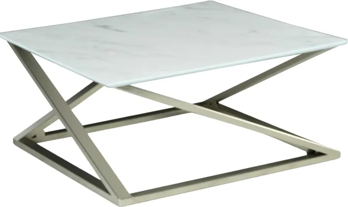 Steve Silver Co. Zurich White Cocktail Table with Matte Chrome Base