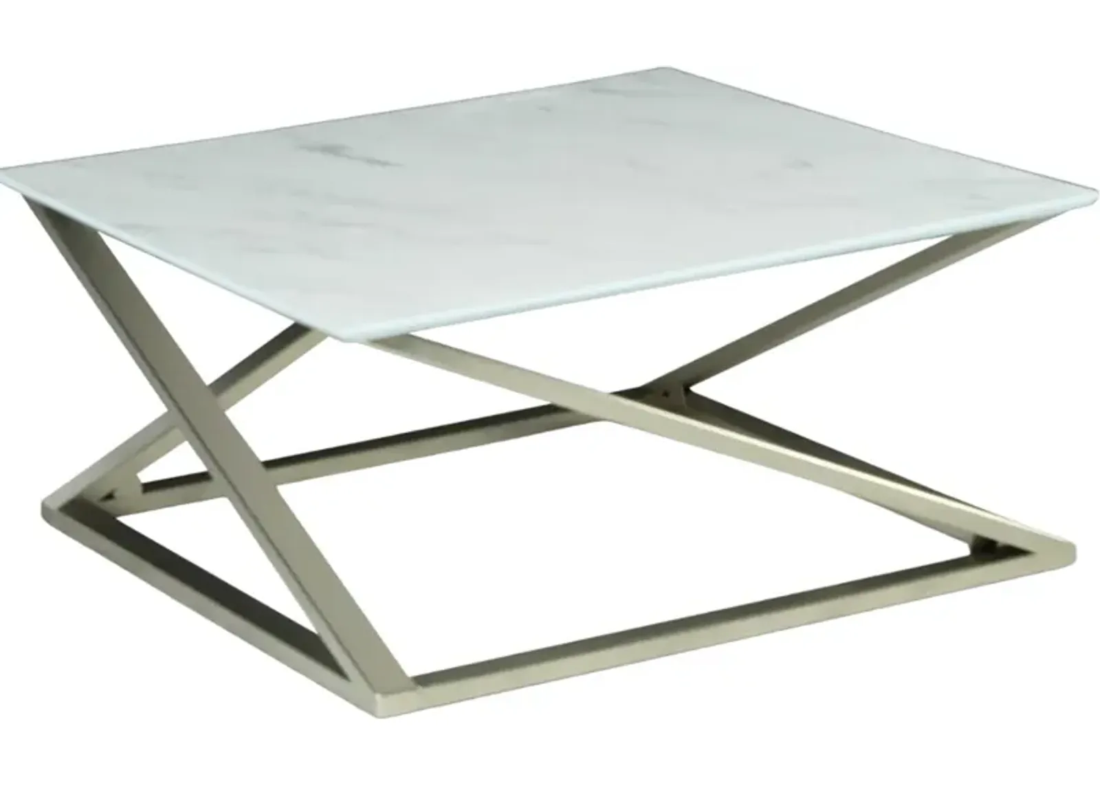 Steve Silver Co. Zurich White Faux Marble Top Cocktail Table with Matte Chrome Base