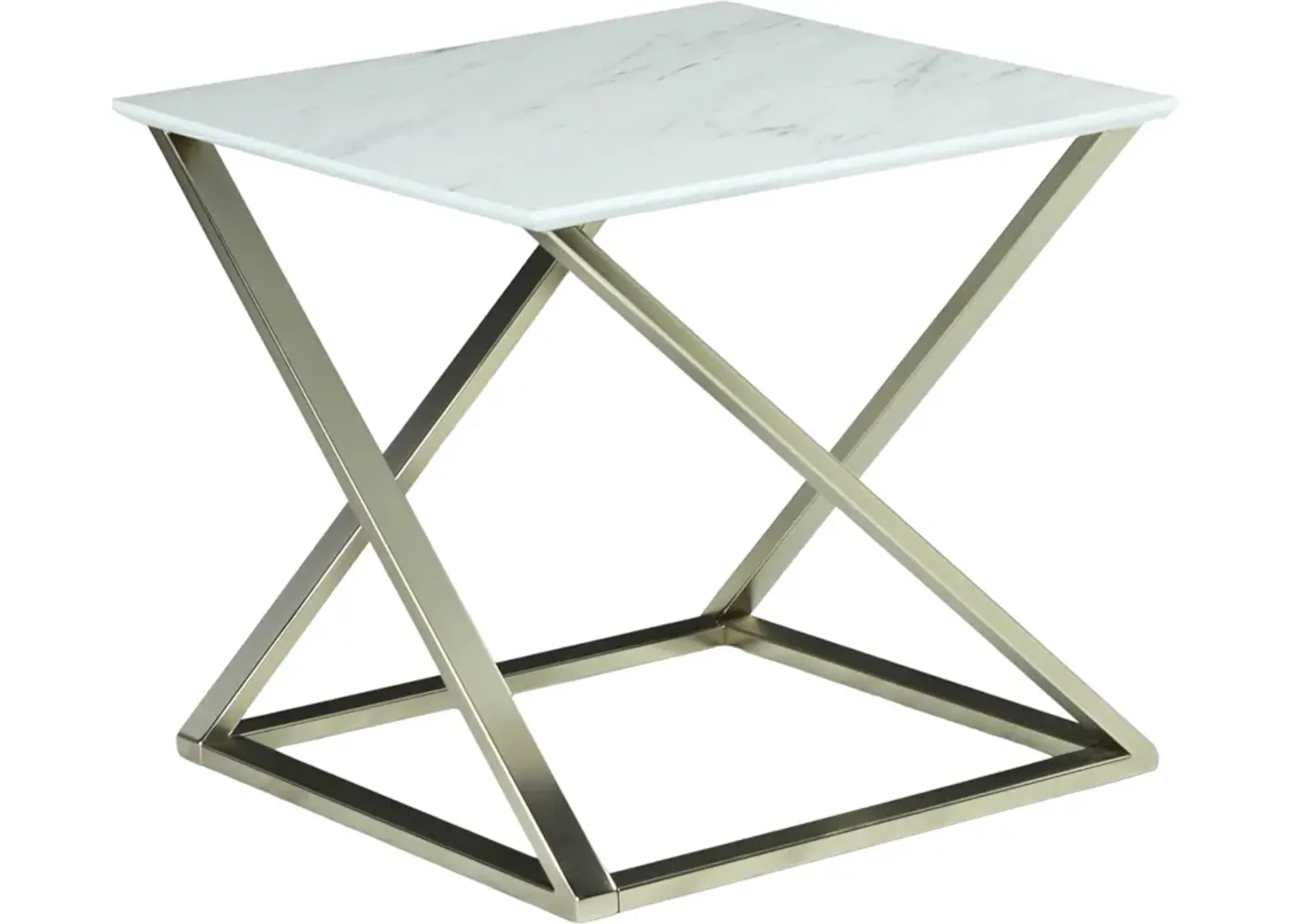 Steve Silver Co. Zurich White End Table with Matte Chrome Base