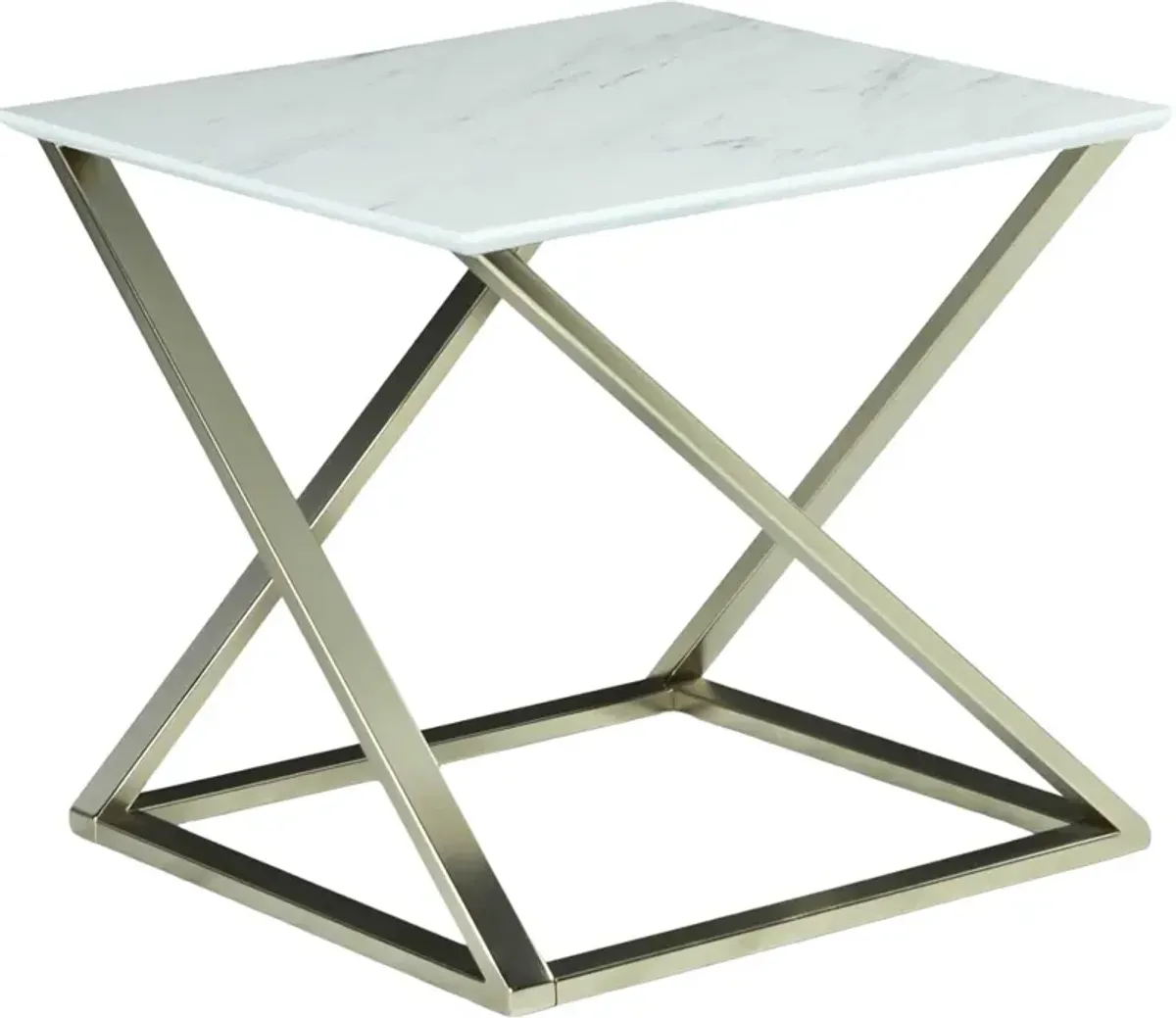 Steve Silver Co. Zurich White End Table with Matte Chrome Base